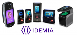 IDEMIA biometric devices family picture VP SIGMAs MWC logo bottom